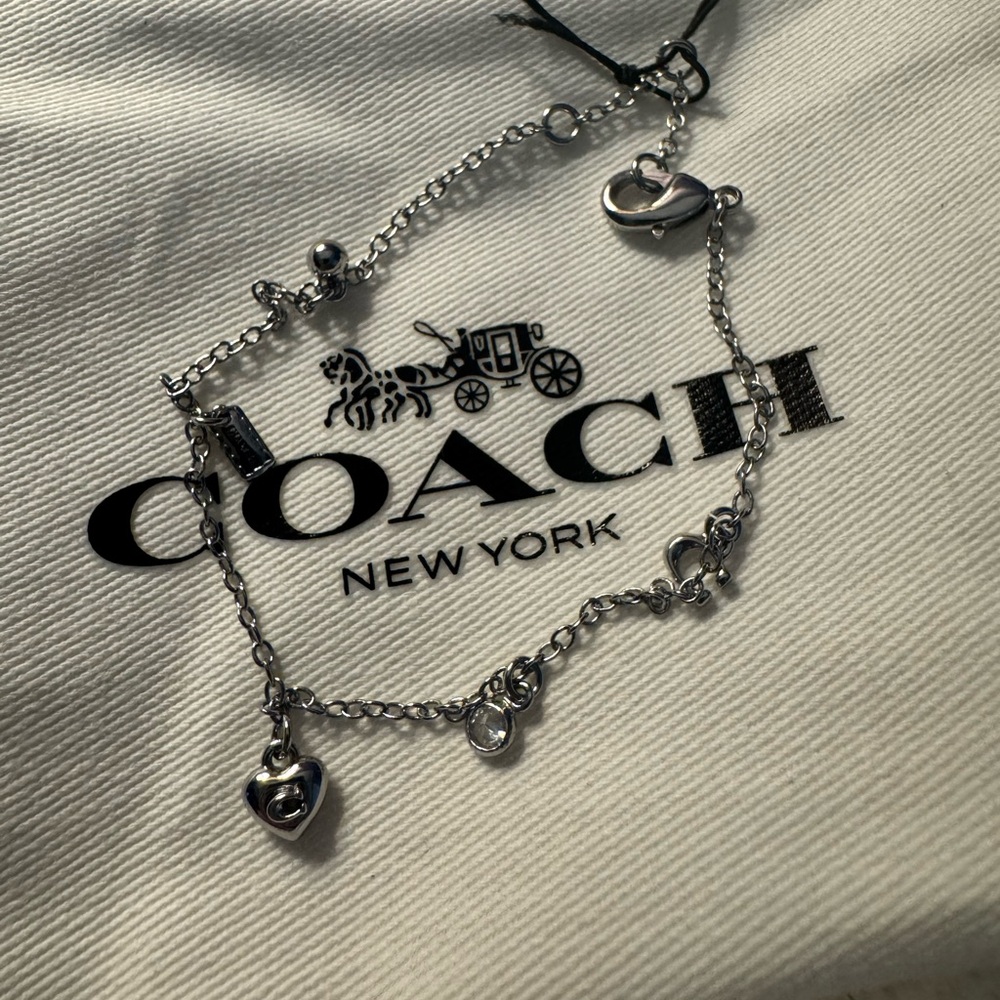 Coach Silver Charm Bracelet with Heart
